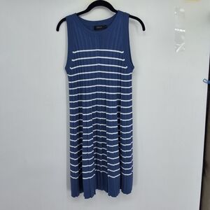 Zesica Large Navy and White Striped Midi Dress